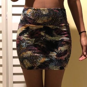 Peacock feather print mini skirt